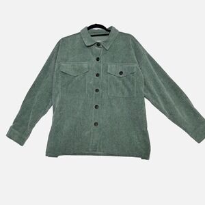 CI Sono by Cavalini Jacket Womens L Green Corduroy Shacket‎ Shirt